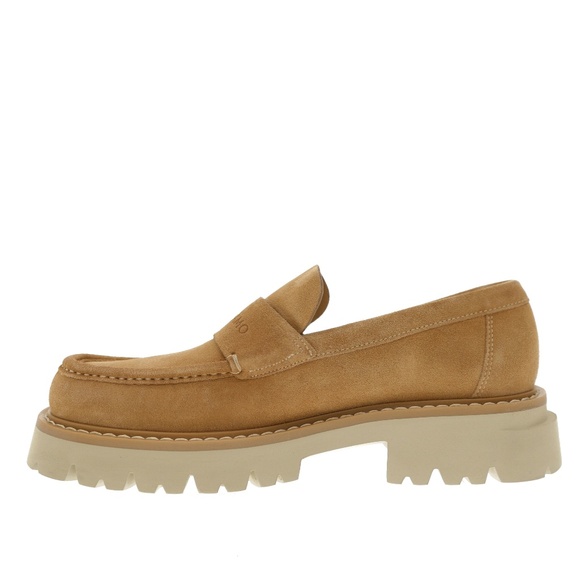 Salvatore Ferragamo Fergal Moccasin Loafer Beige Suede Leather Size 12 New - Picture 5 of 7